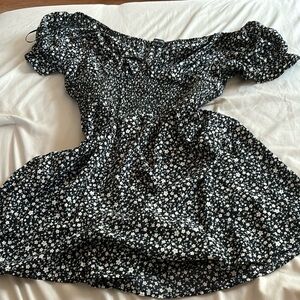 Strapless Floral black summer dress